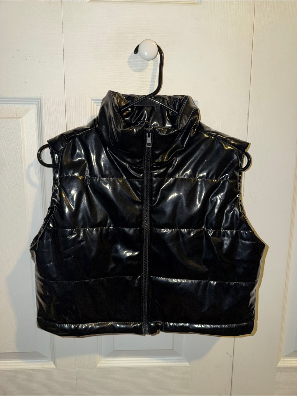 Black Shiny Puffer Vest